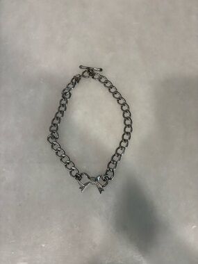 Juicy Couture Silver Bow Charm Chain Necklace